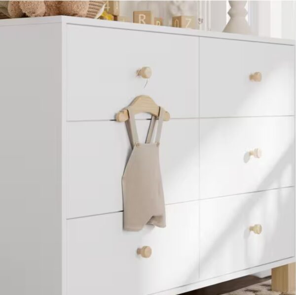 California White and Driftwood 6-Drawer 47.72 in. Wide Dresser