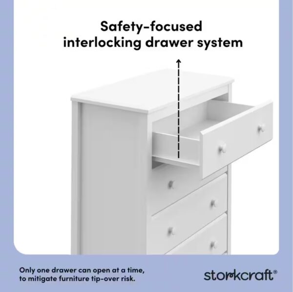Alpine 4-Drawer White Dresser